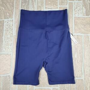 VS PINK Active Womens High Waist Soft Seamless Foldover Bike Shorts Blue Size M